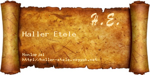 Haller Etele névjegykártya